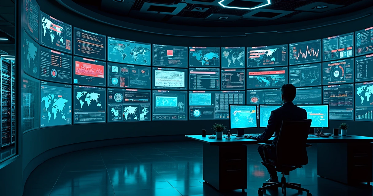 Painel de monitoramento destacando falhas em infraestrutura de TI em ambiente corporativo