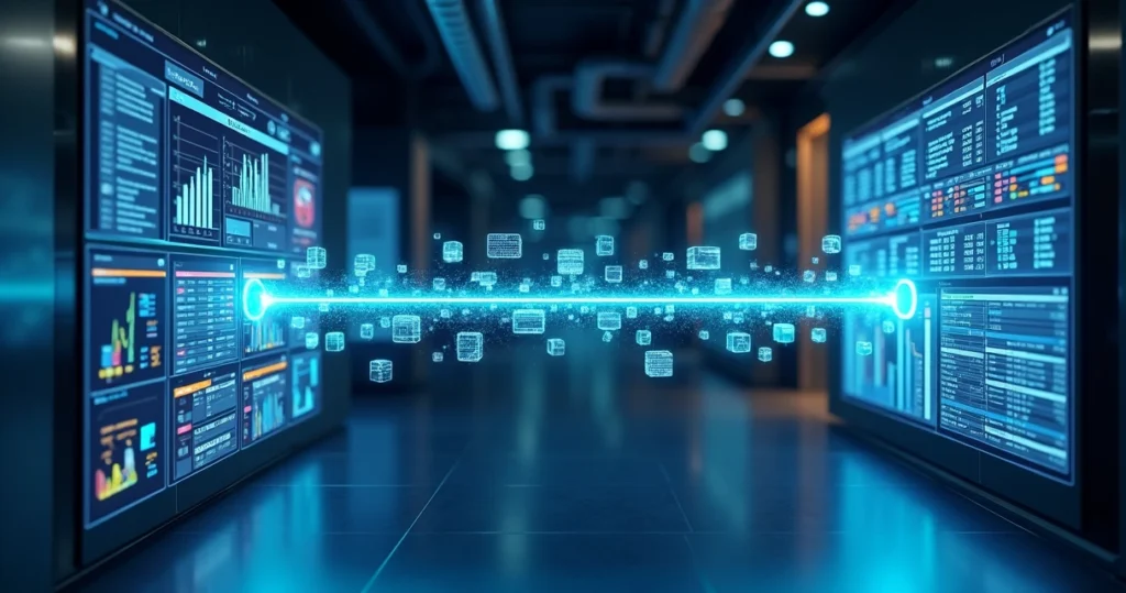 Esteira digital conectando aplicativo personalizado a sistema ERP corporativo